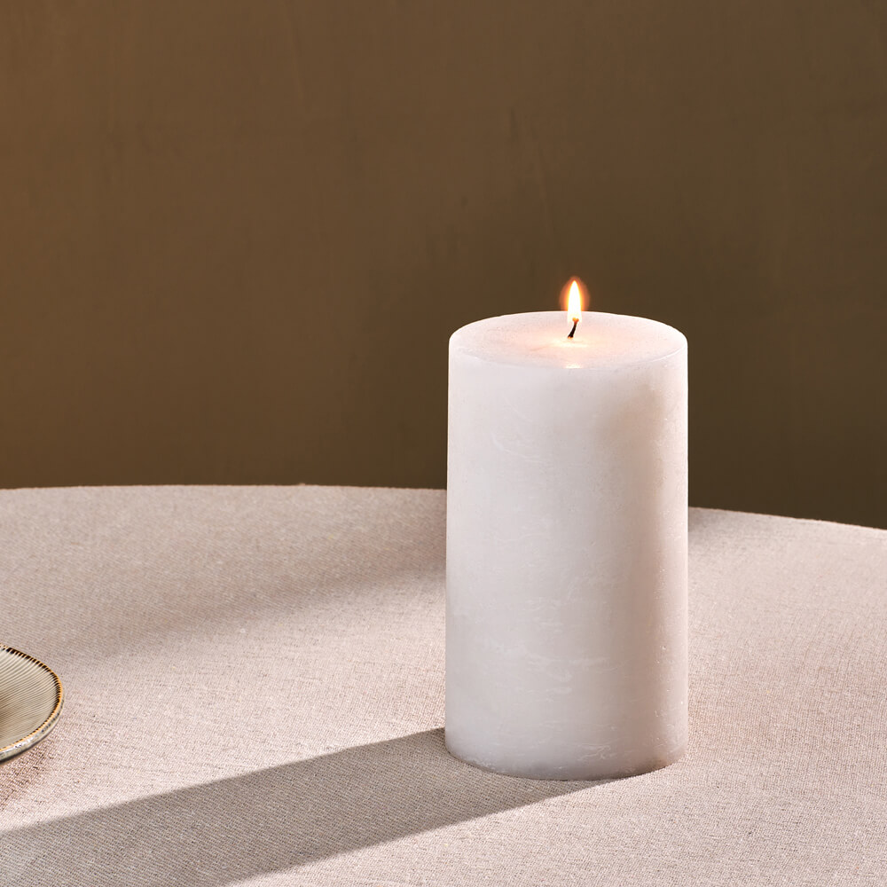 Nkuku Rustic Soy Blend Pillar Candle White Large
